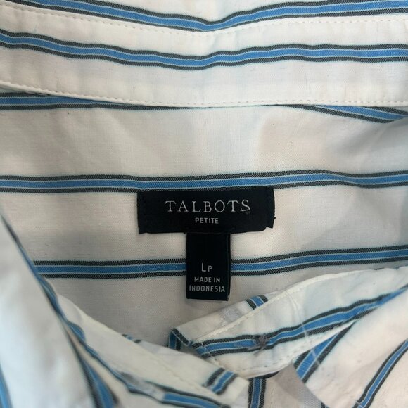 Talbots White Blue Stripe Long Sleeve Button Down Q33 - Picture 2 of 6